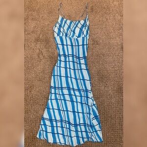 Z Of Us Vintage Blue Striped Midi Dress